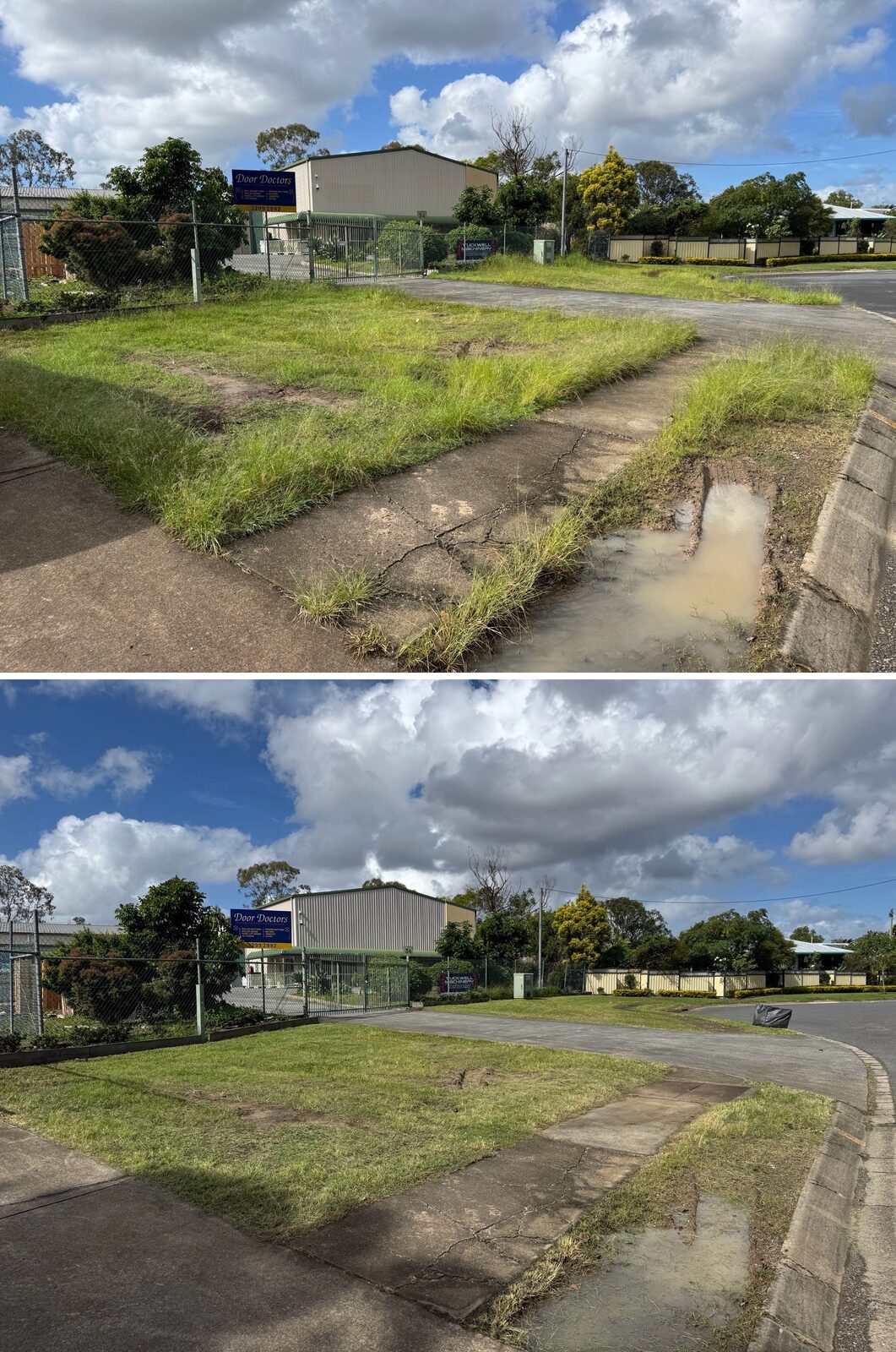 Driveway entry before and after