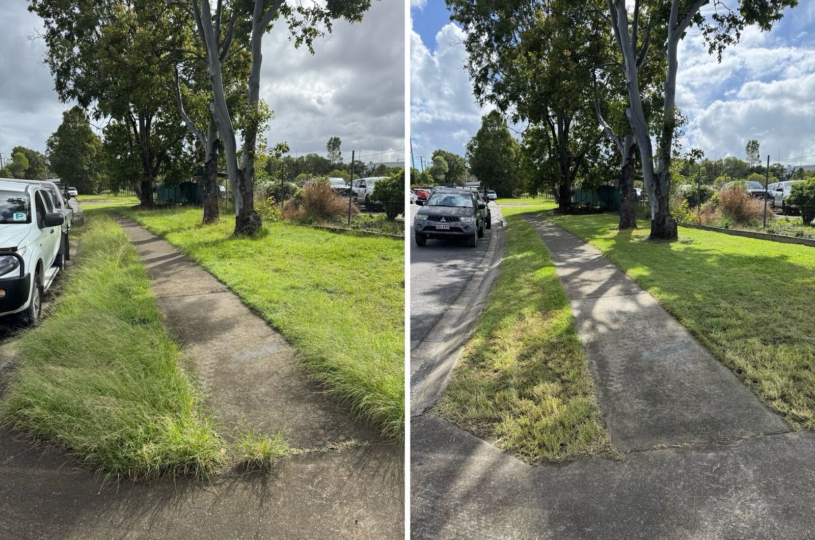 Footpath and verge before and after