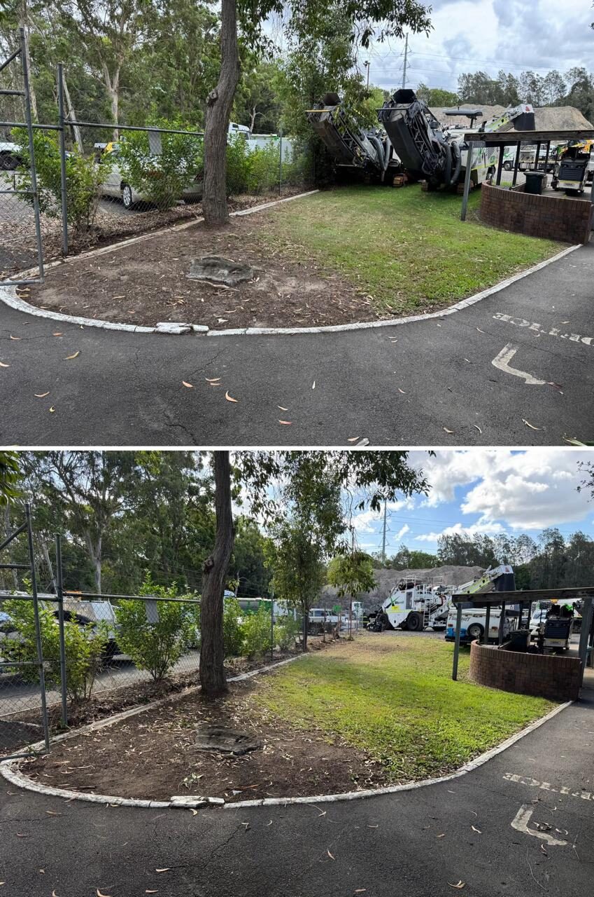 Car park island before and after