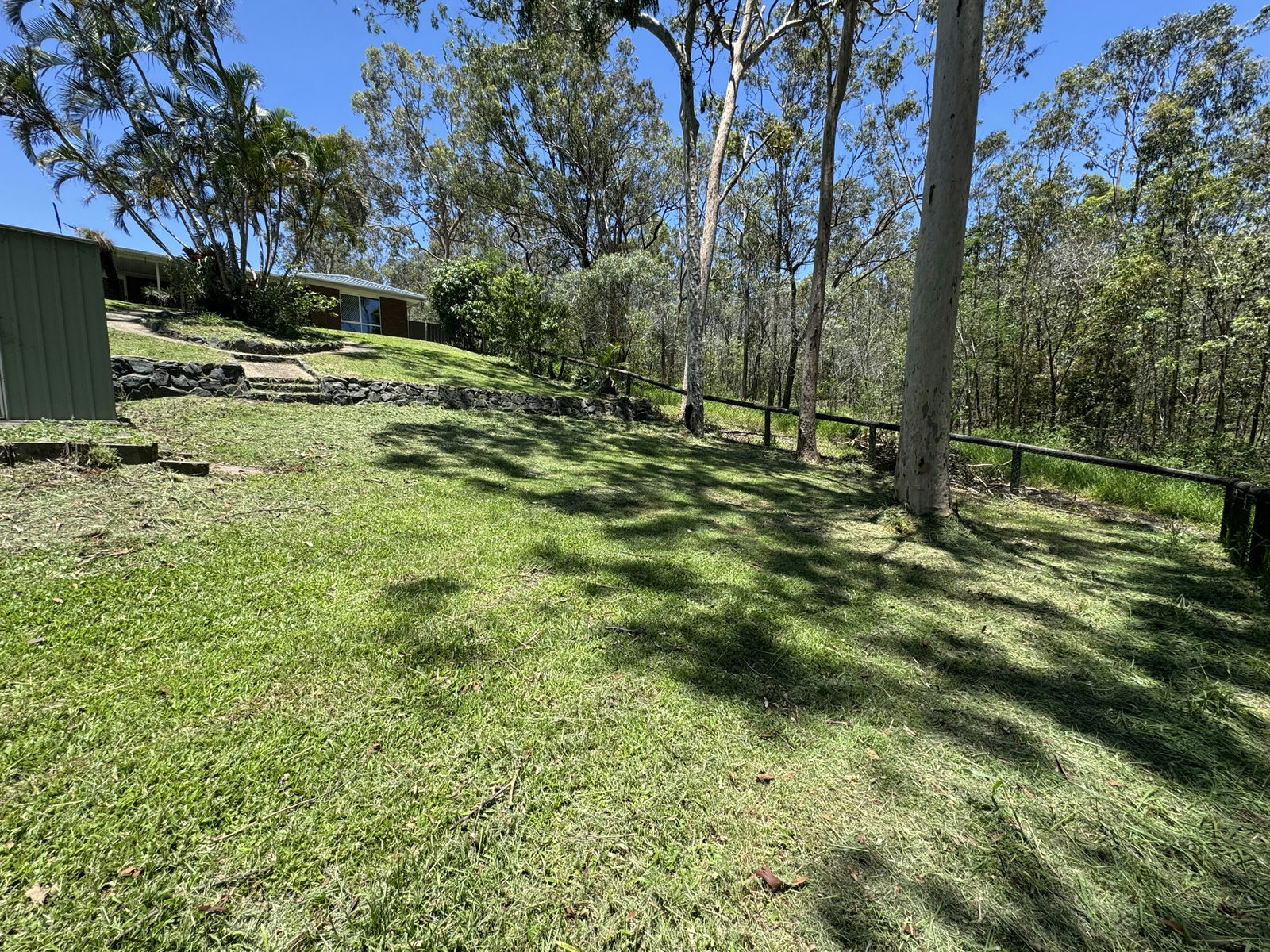 The Beenleigh slope mown back to an even height with the fallen timber cleared