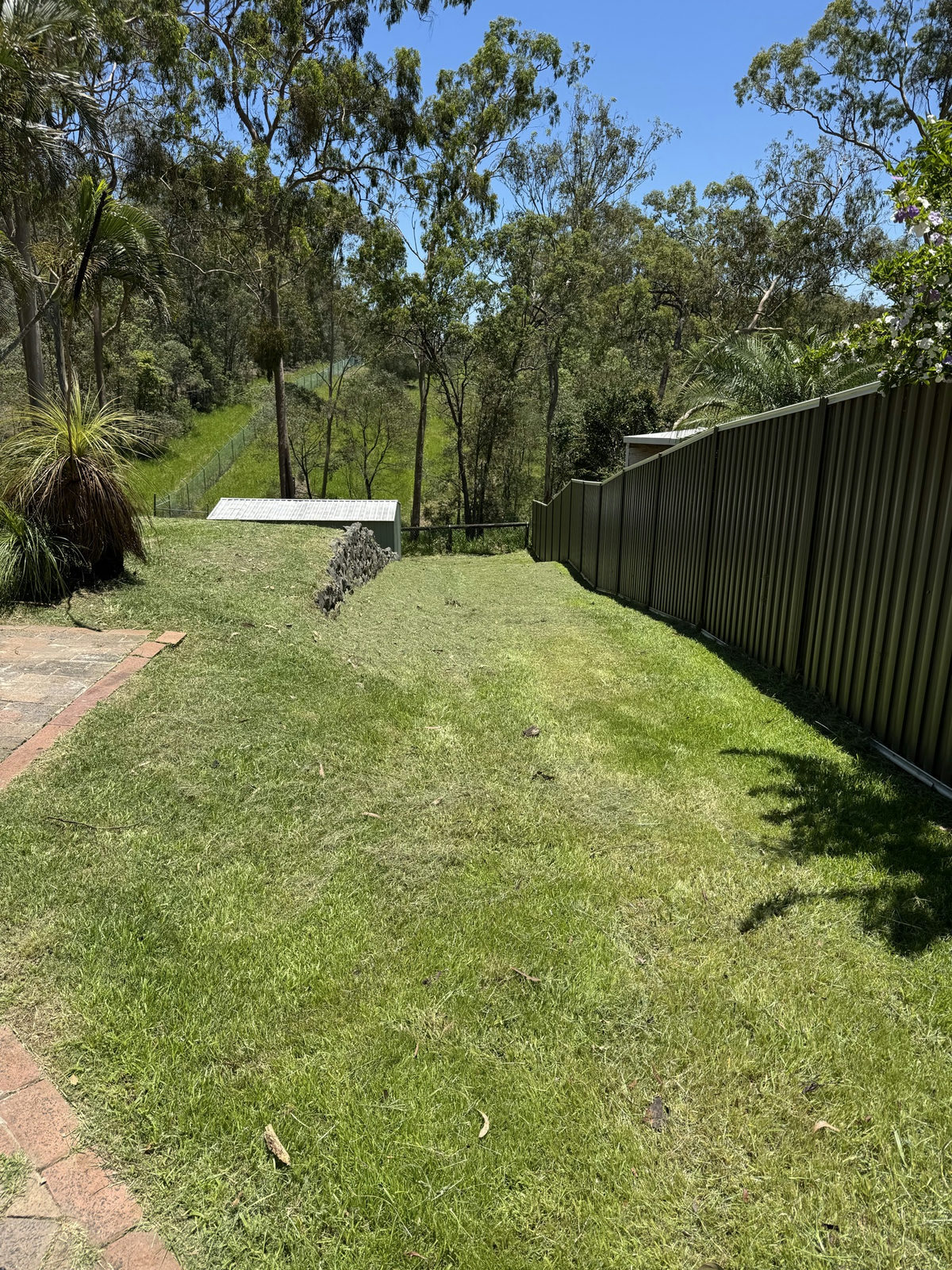 The Beenleigh side fence strip mown with the full fence line accessible