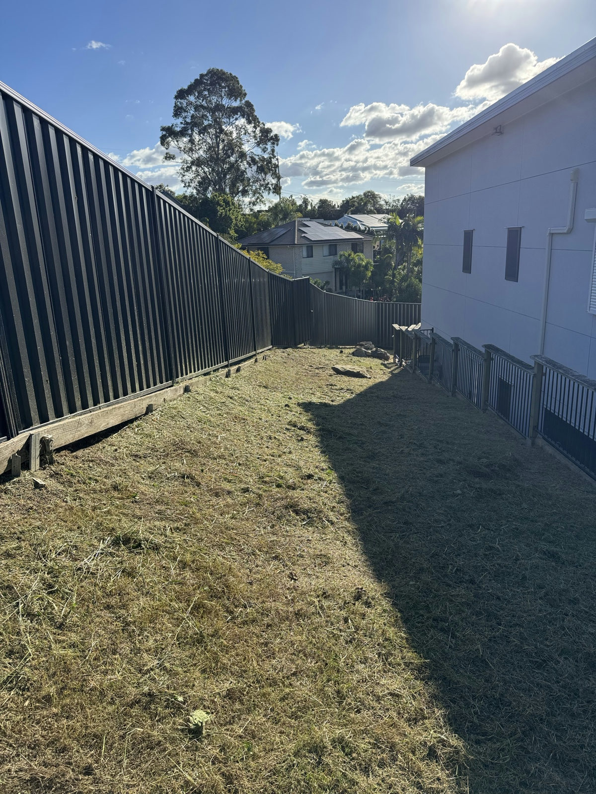 The Edens Landing side boundary cut back with the full length of the fence line clear